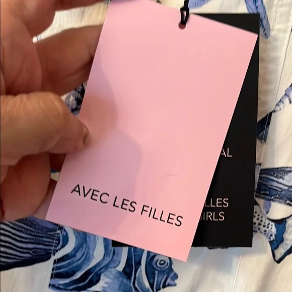 Avec Les Filles Blue A-Line Sundress With Strap Sz 8 - Picture 2 of 6